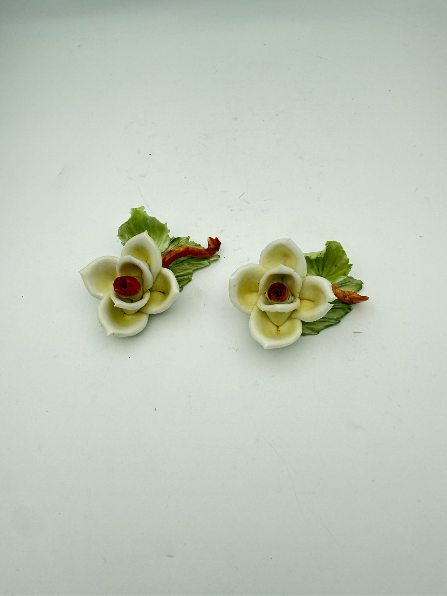 Vintage Capidimonte Handpainted Flower Placecard Holders- Set Of 16