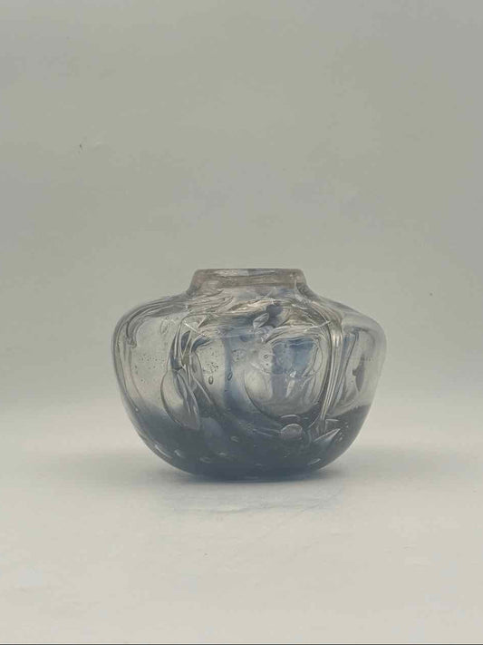 Signed Clear And Purple Art Glass Vase