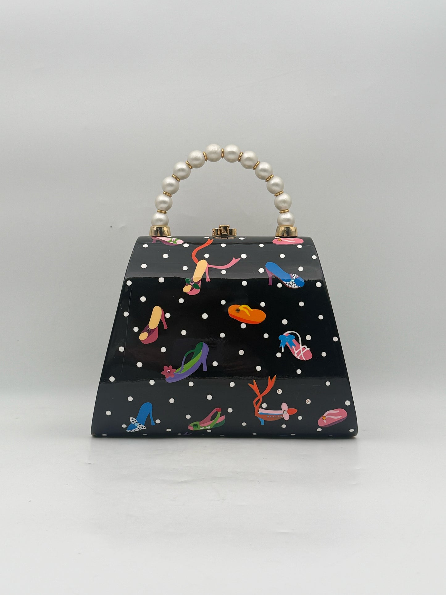 Timmy Woods Polkadot Shoe Purse With Pearl Handle