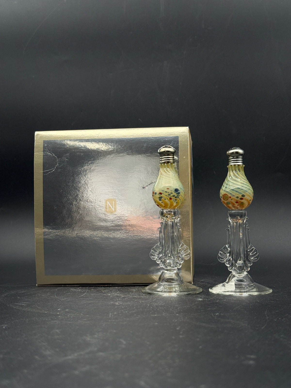 Gazelle Art Glass Salt And Pepper Shakers