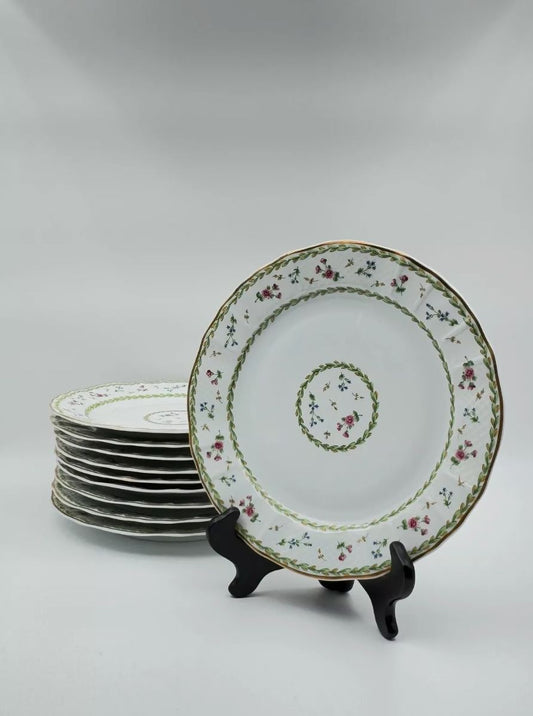 Set of 10 Bernardaud Limoges Artois Vert Green 8.5" Salad Plates – French Porcelain