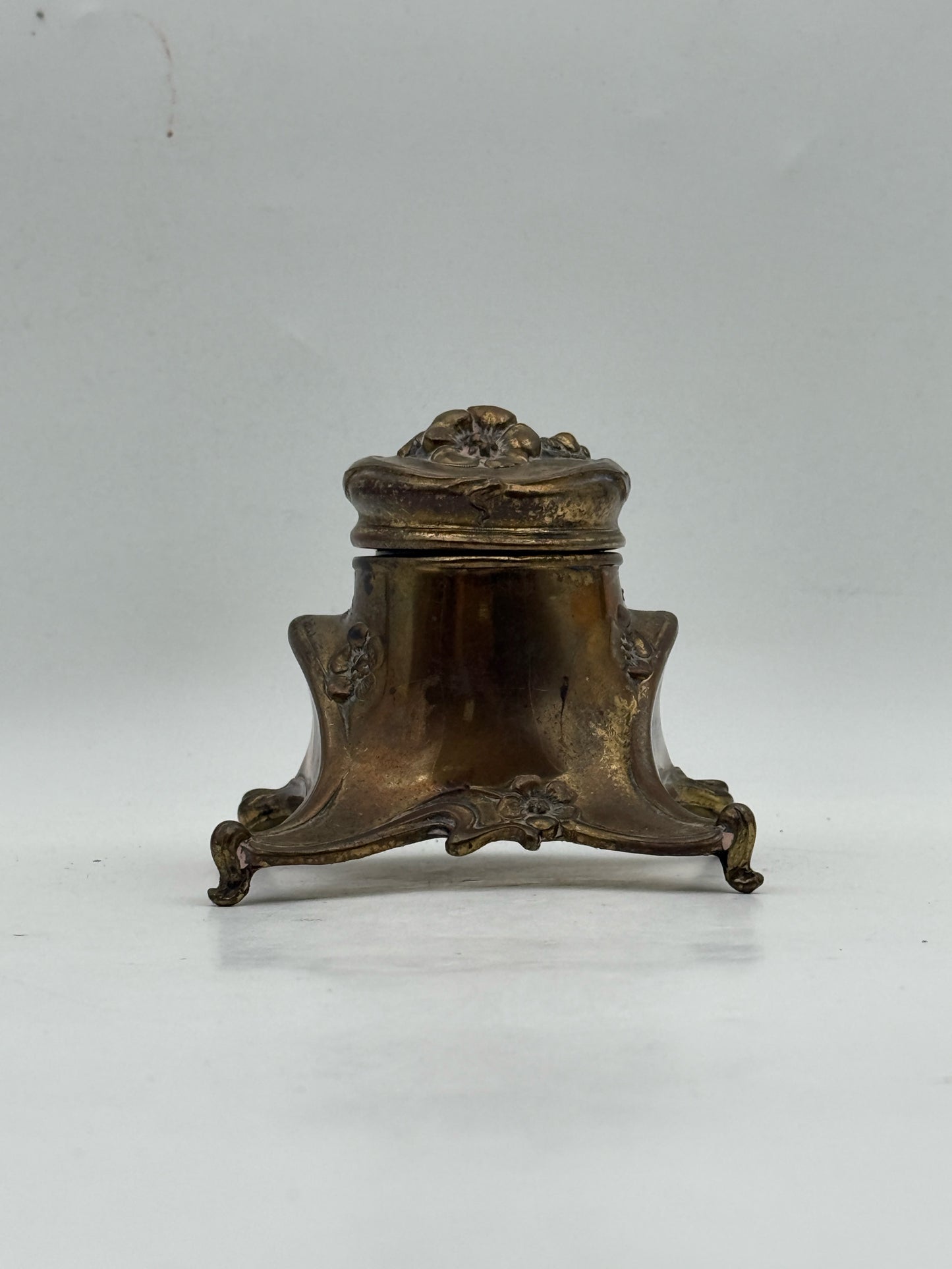 Brass Inkwell With Flowers