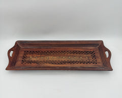 Carved Rectangular Wood Tray