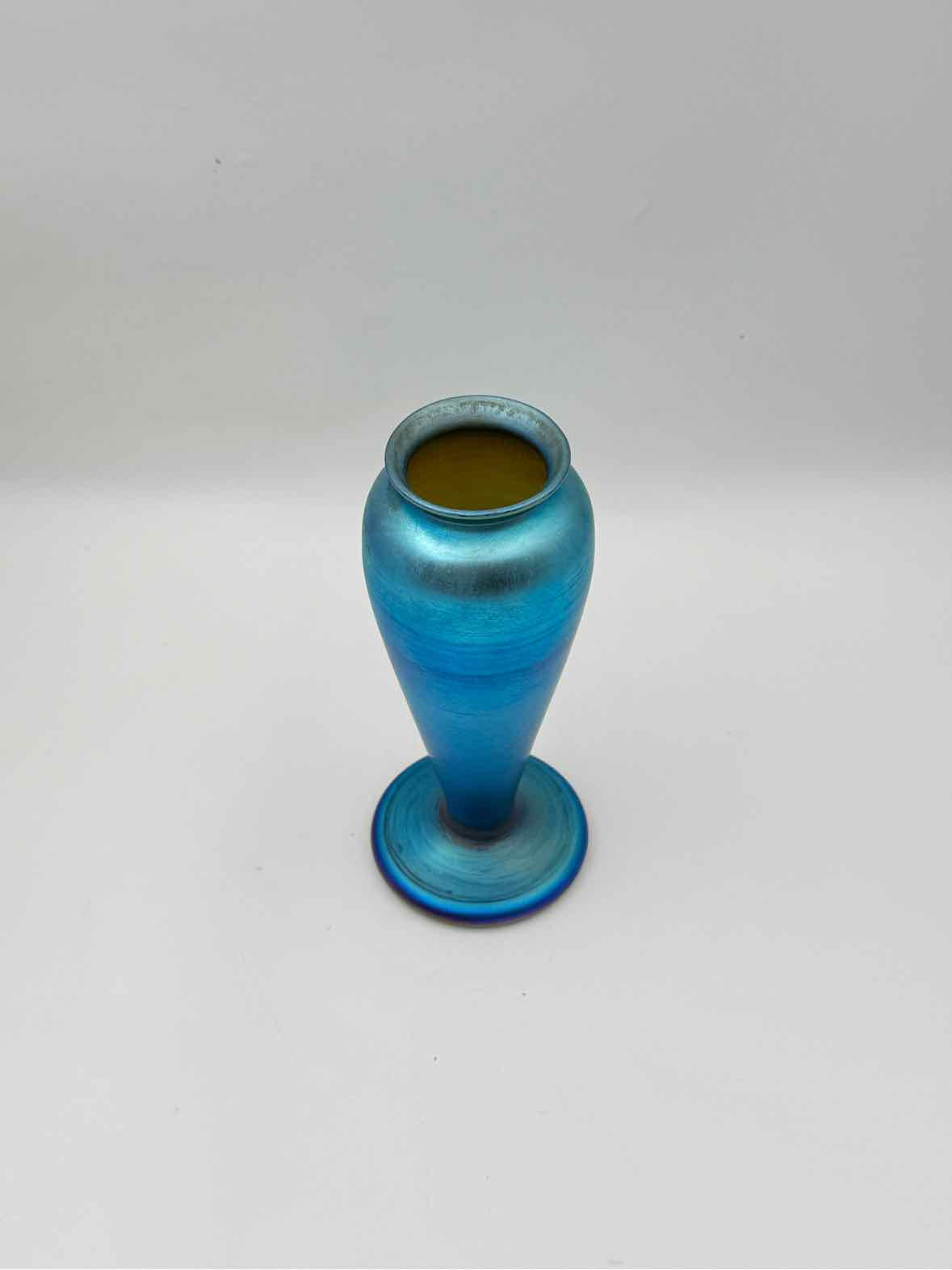 Vintage Irridescent Blue Art Glass Vase