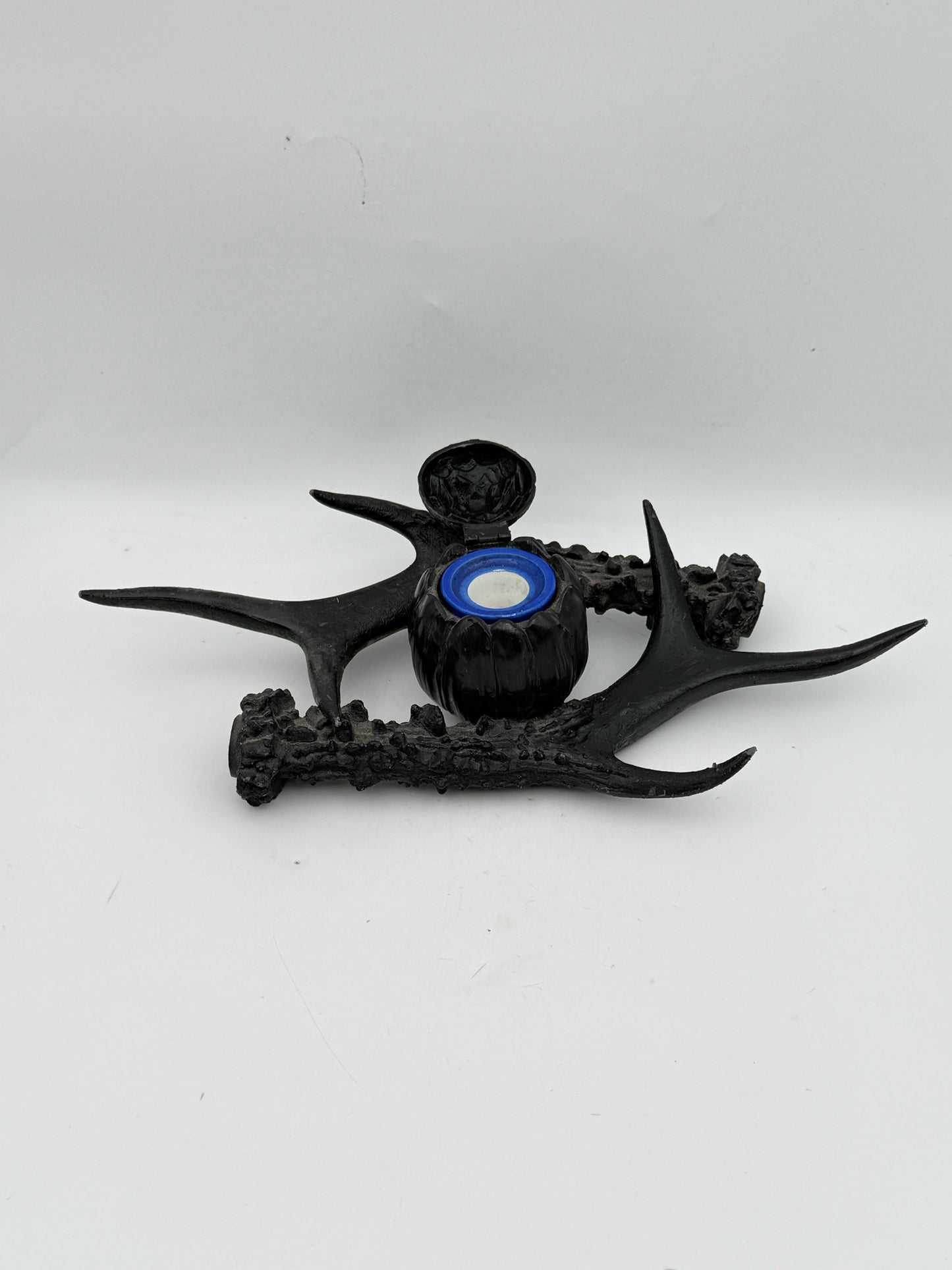 Vintage Figural Antler And Artichoke Inkwell