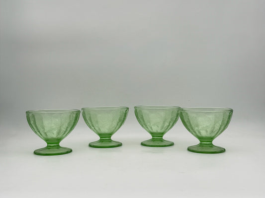 Set Of Four Vintage Uranium Sherbert Glassses