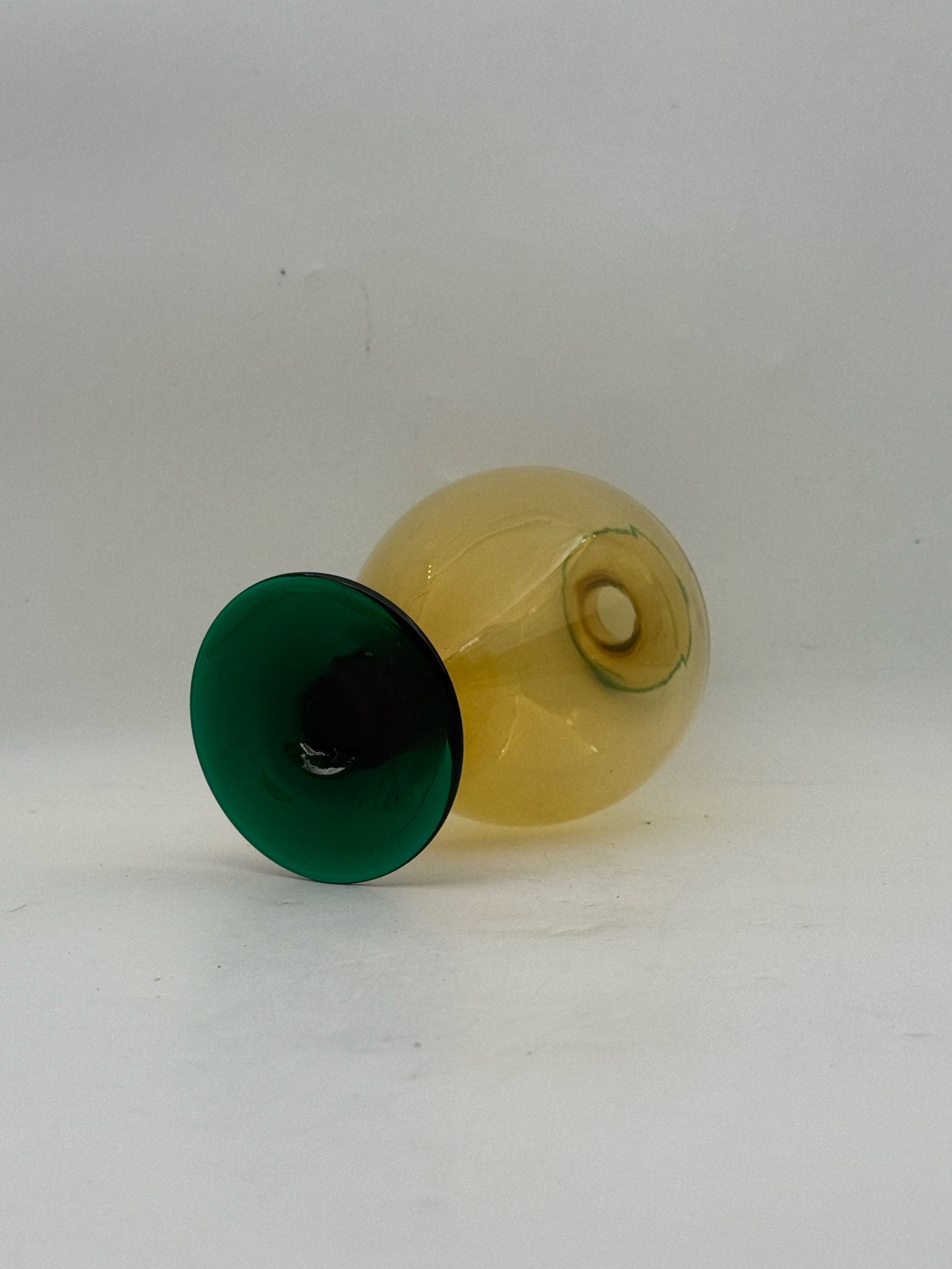 Amber And Green Art Glass Vase