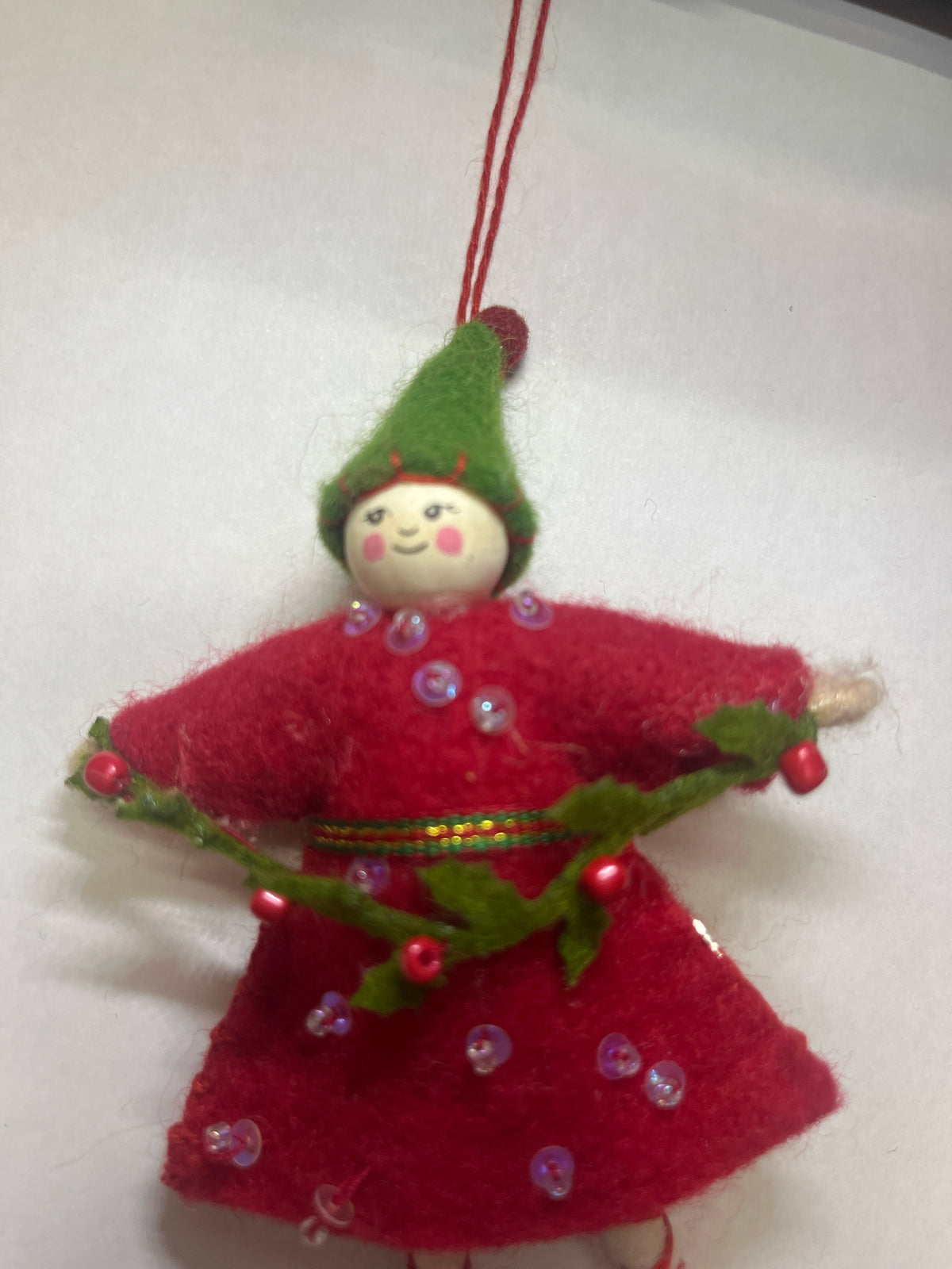 Pixie Ornament with Garland and Beads