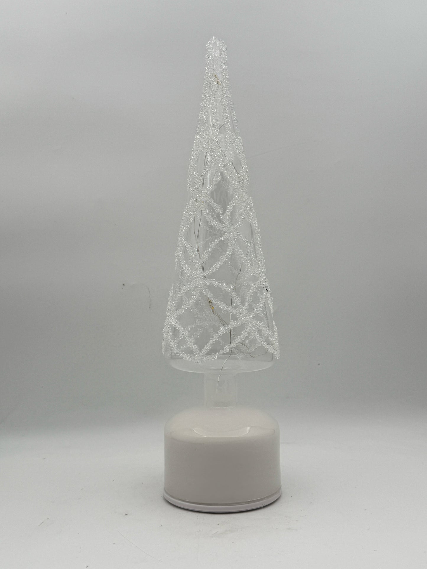 White Bead Light Up Revolving Christmas Tree