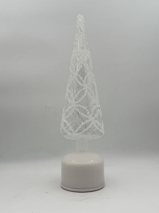 White Bead Light Up Revolving Christmas Tree
