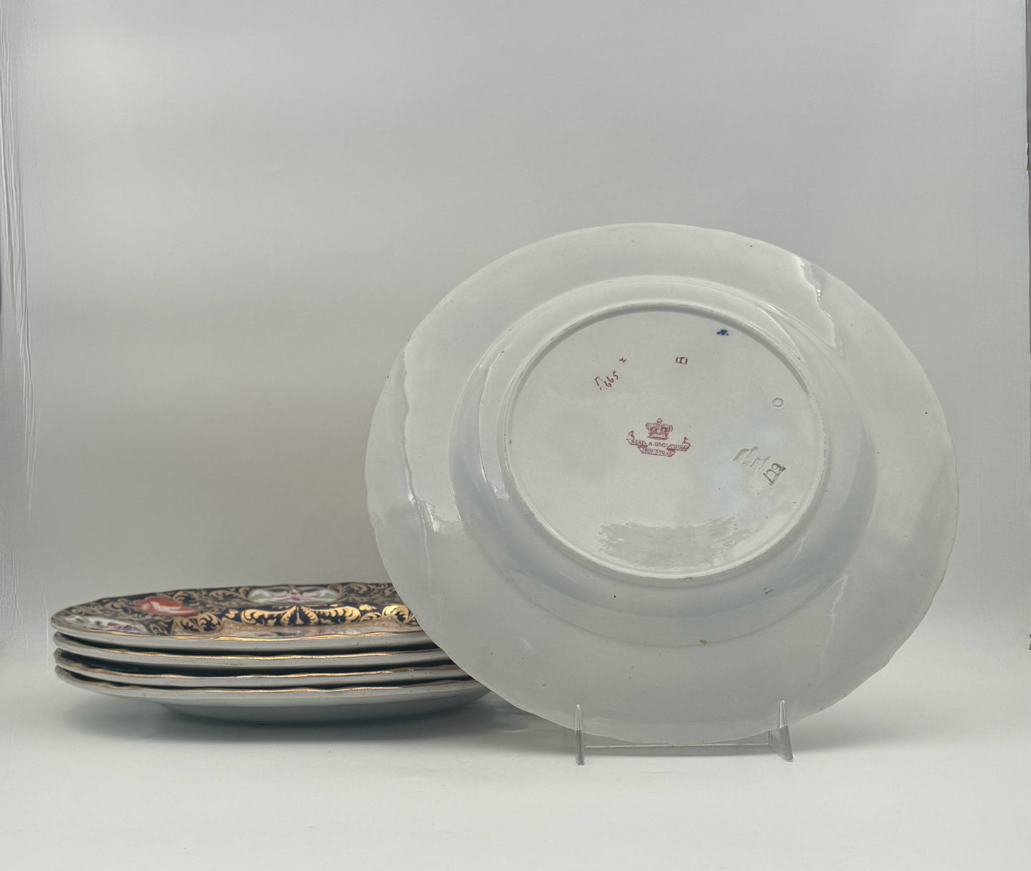 Antique Ashworth Brothers Imari Style Plates- Set Of Five