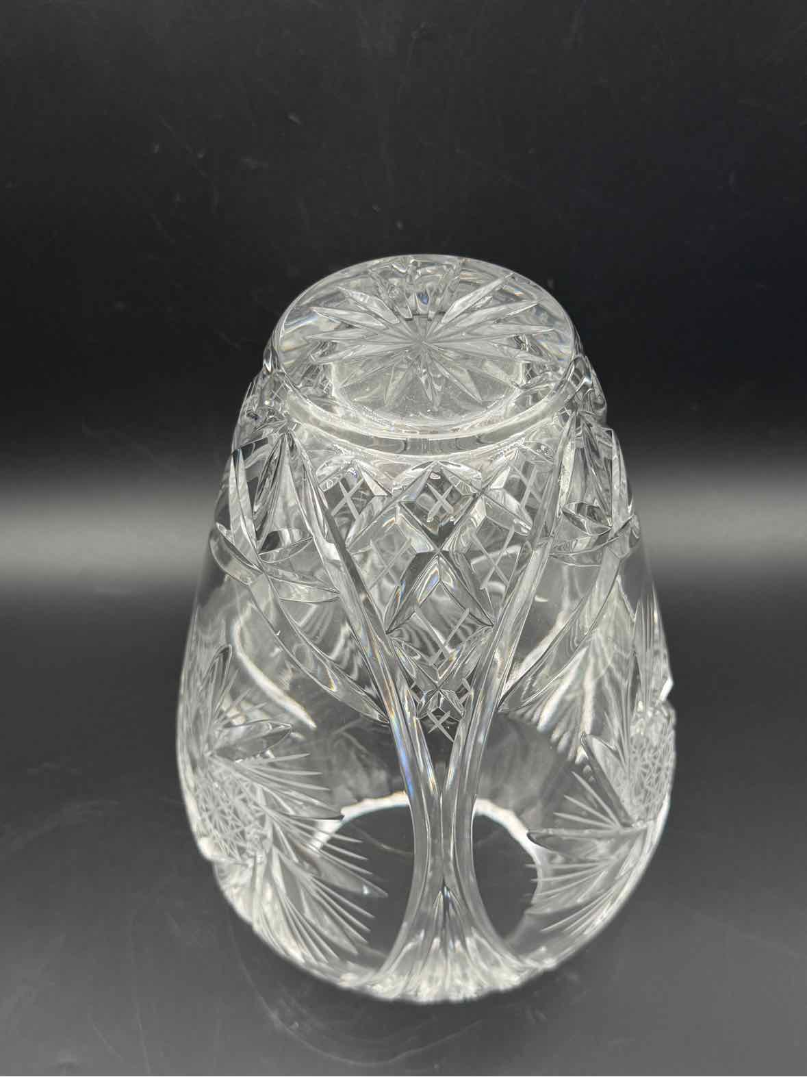Handcut Crystal Pinwheel Star Vase