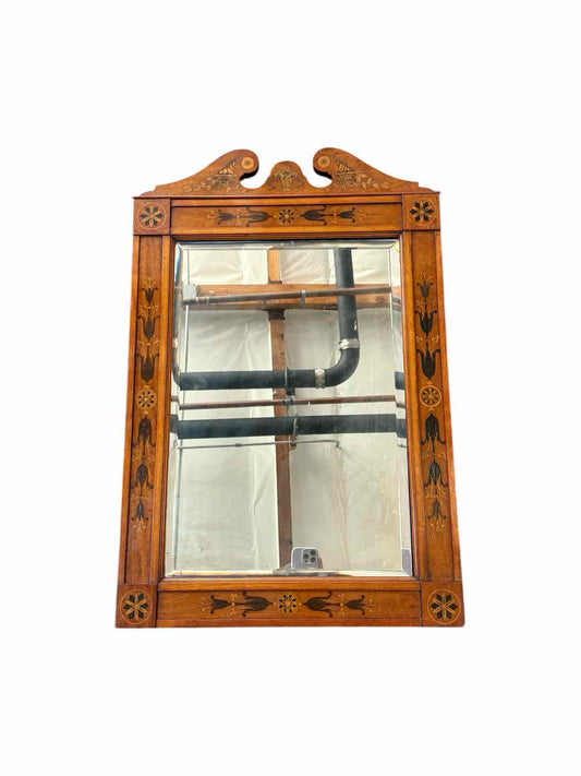 Antique 19th Century Satinwood Inlay Wall Mirror