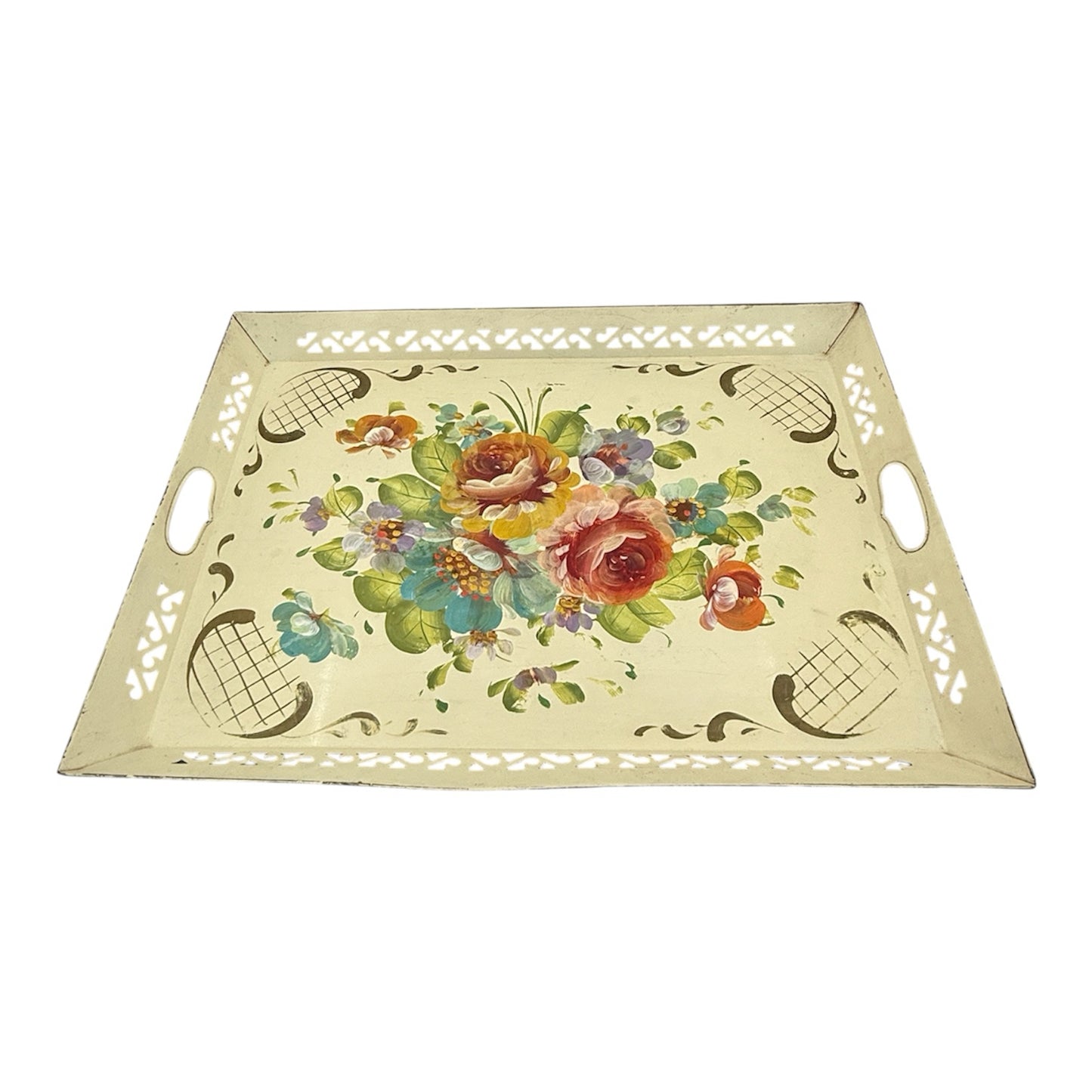 Handpainted Metal Tole Tray