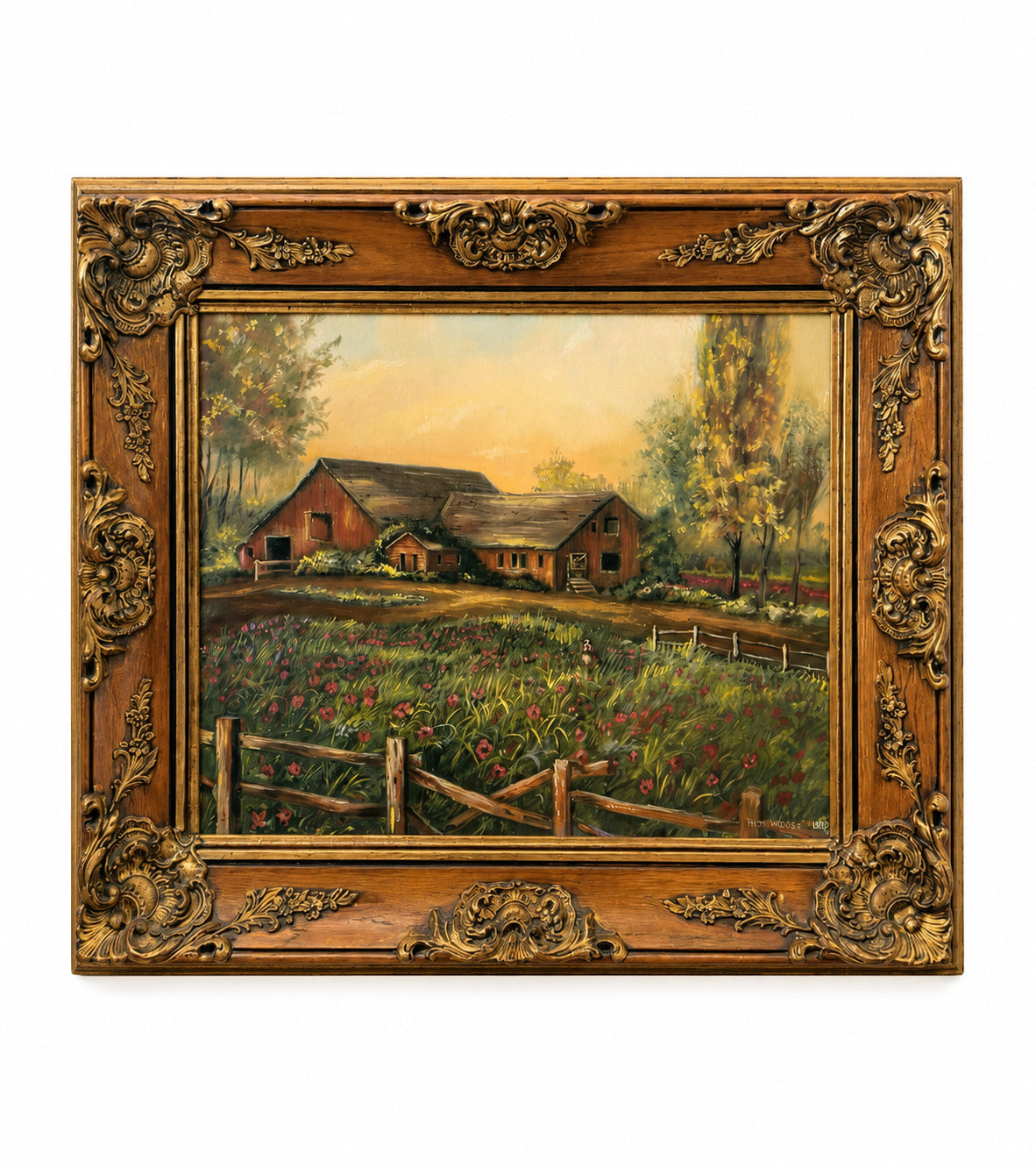 Framed Rustic Farmhouse Painting By Patty Woods
