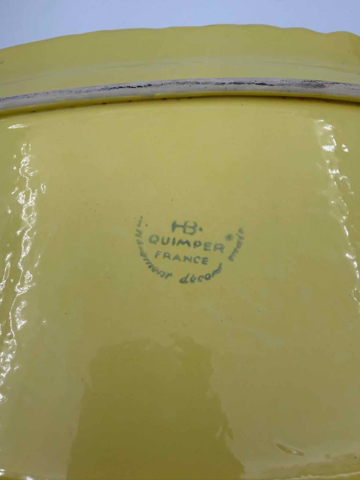 Large Vintage HB Quimper Soleil Fish Platter Breton Folk Art France