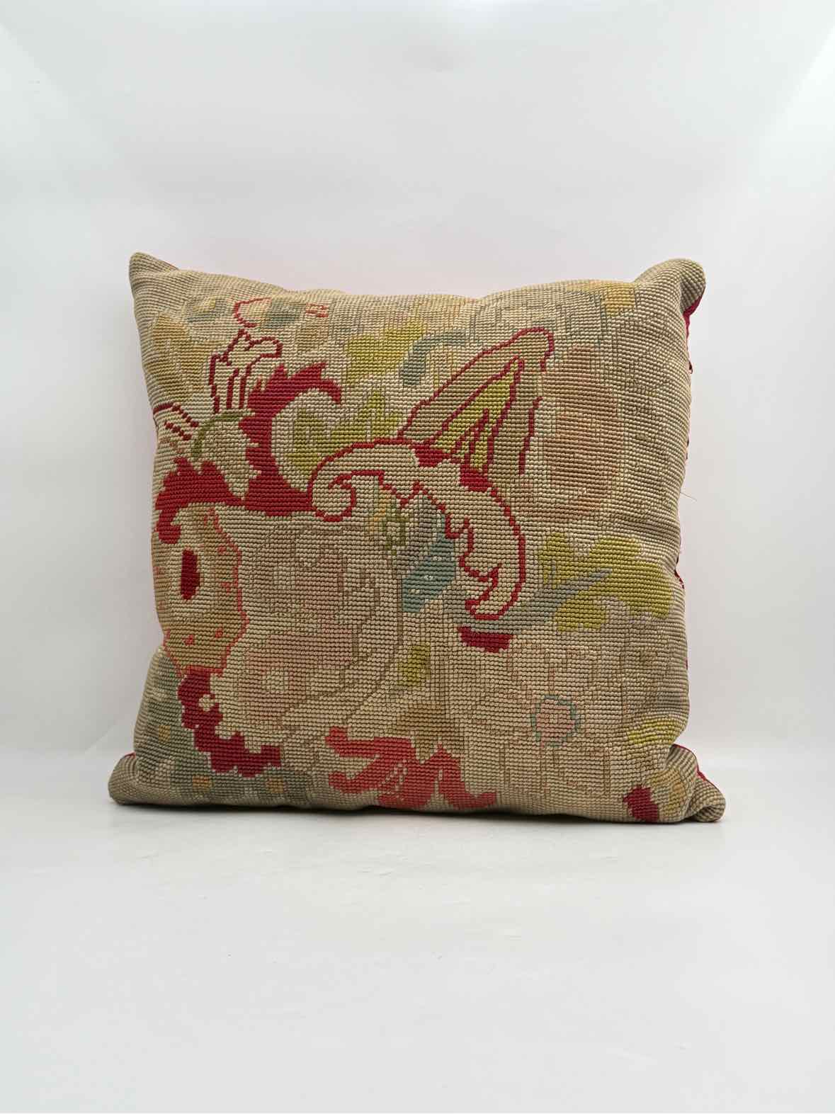 Antique 19th Century Needlepoint Pillow