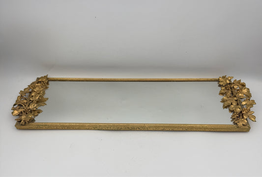 Vintage Gold Tone Grape Vine Mirrored Tray