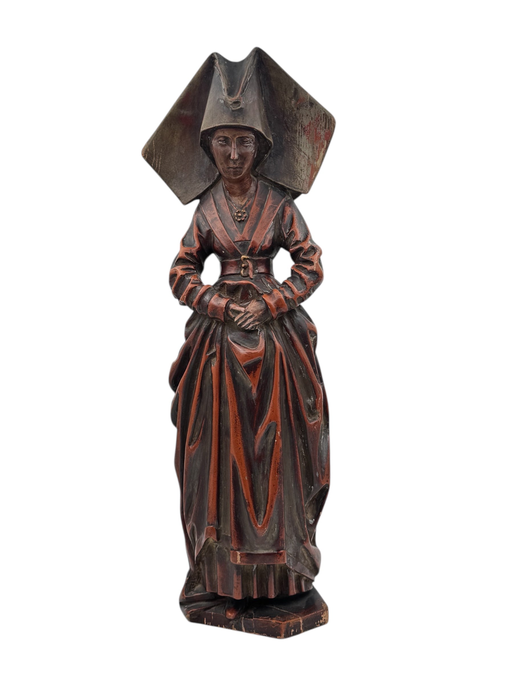 Polychrome Painted Continental Wood Figure – Mary of Burgundy Style