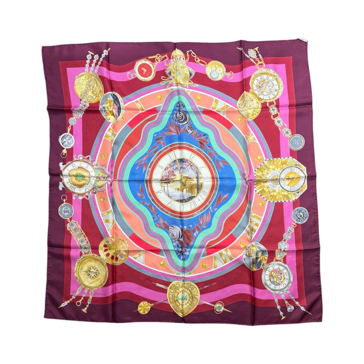 Hermes "La Ronde des Heures" Scarf By Loic Dubigeon