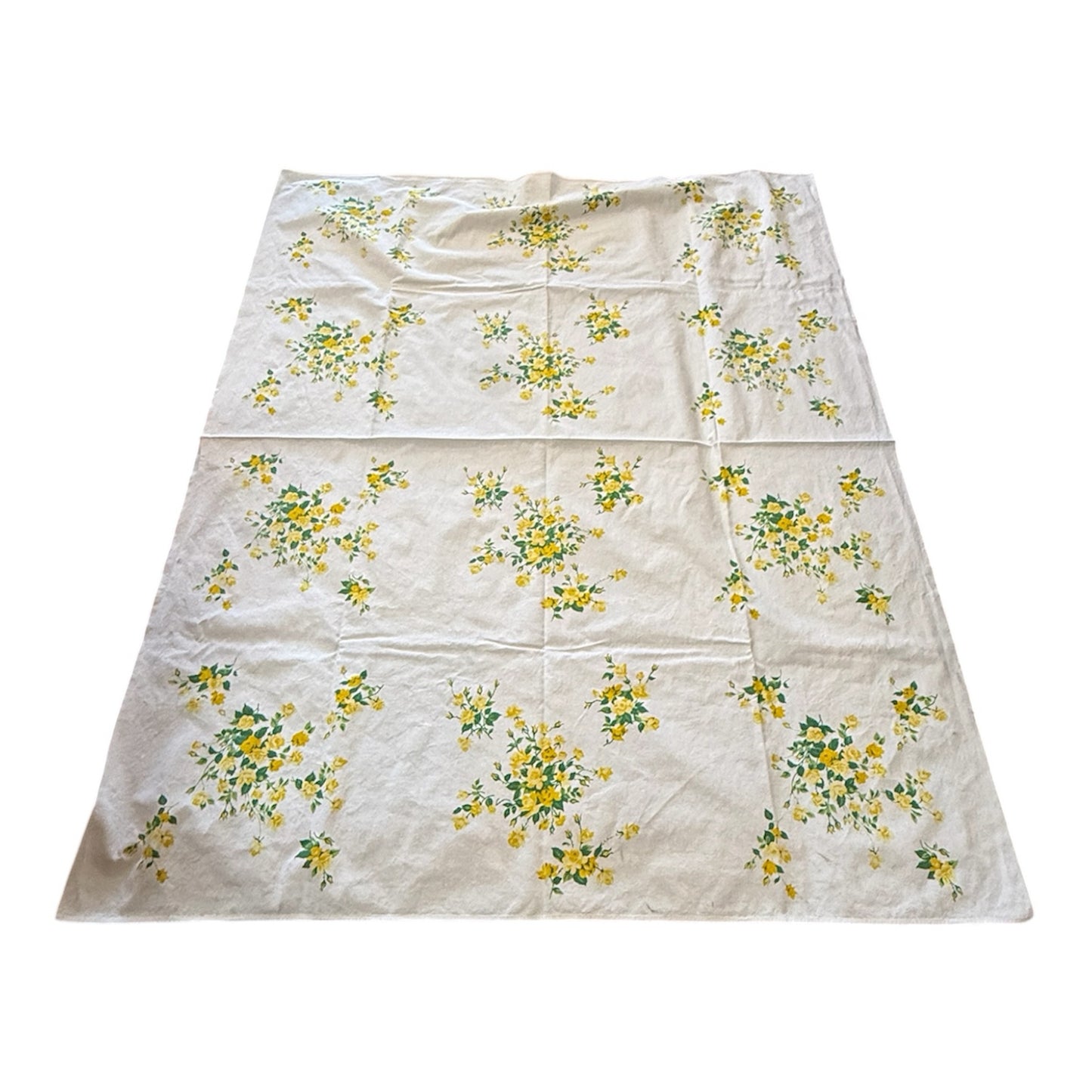 Vintage Yellow Roses Print Tablecloth