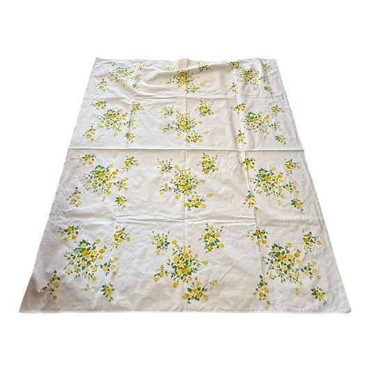 Vintage Yellow Roses Print Tablecloth