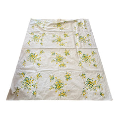 Vintage Yellow Roses Print Tablecloth