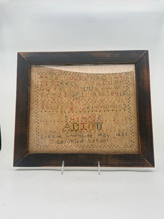 Framed "ABC's By Lizzie Chirnside" Sampler