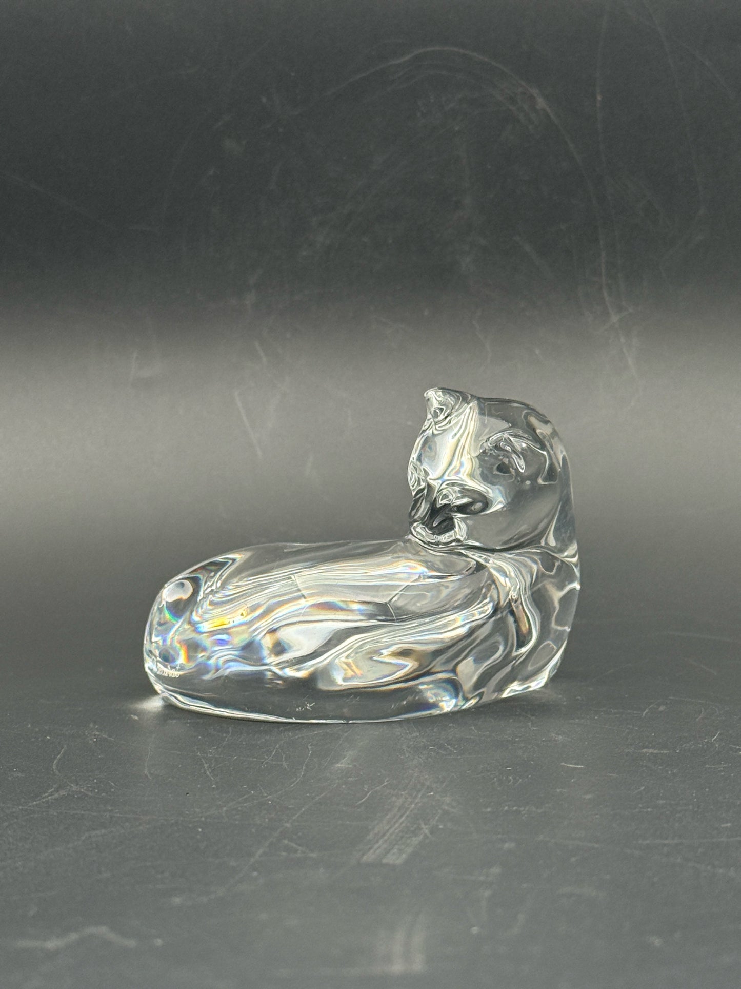 Baccarat Crystal Reclining Cat Figurine