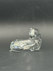 Baccarat Crystal Reclining Cat Figurine