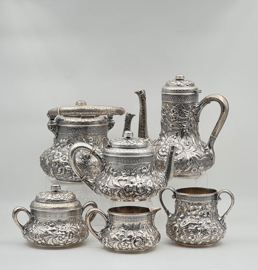 Dominick & Haff Sterling Silver Repoussé Coffee & Tea Service – Dated 1881