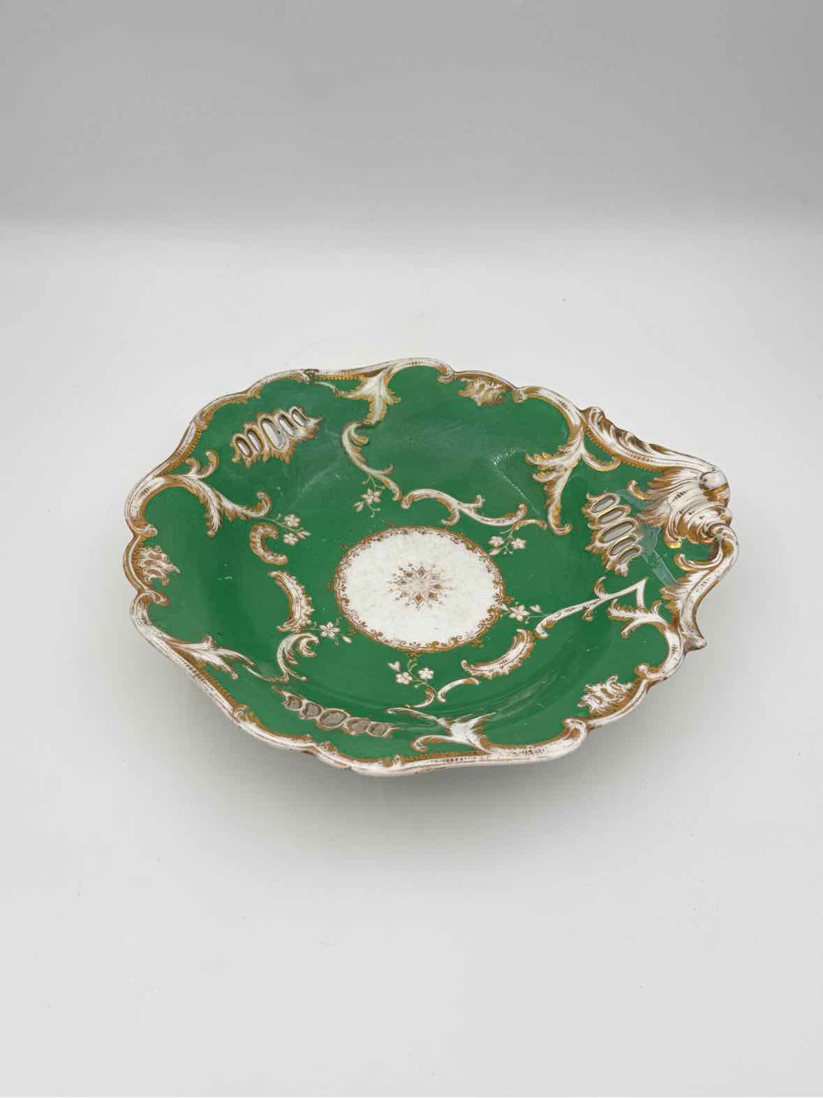 Antique Green Botanical Porcelain Tureen