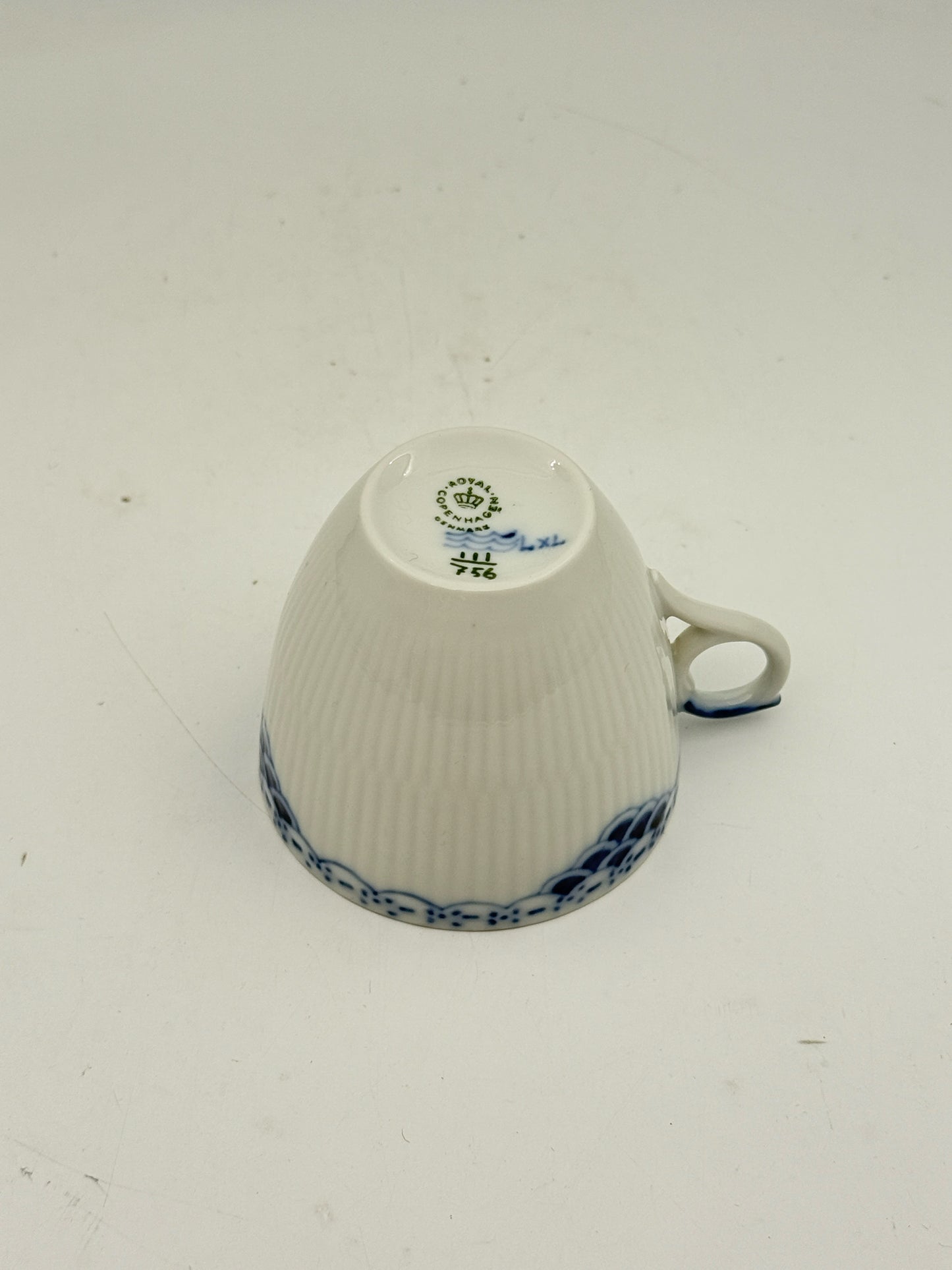 Royal Copenhagen Blue Fluted Half Lace Teacup And Saucer- Set Of 2
