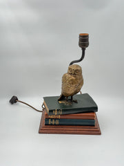 Continental Bronze & Leather Owl Table Lamp – Early 20th c.