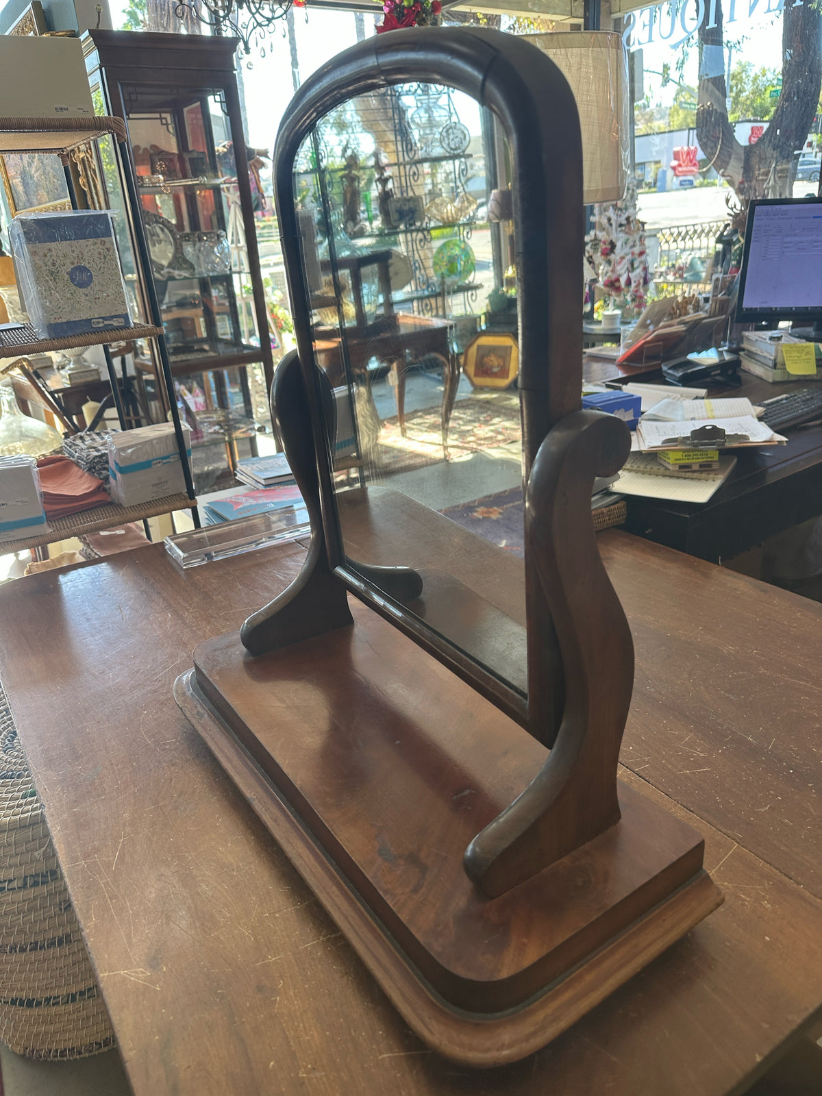 Mahogany Swivel Tabletop Mirror- In Store Pickup Only