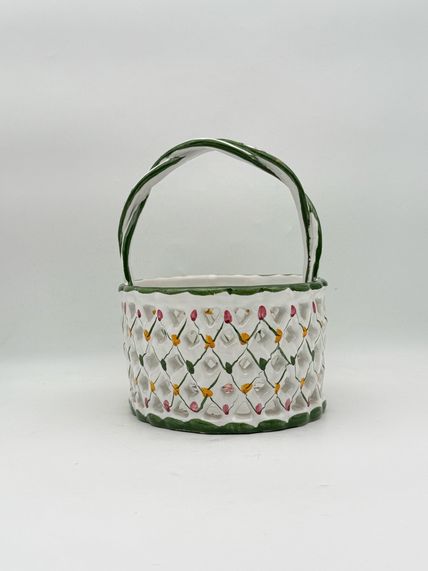 Handpainted Ceramic Pierced Basket