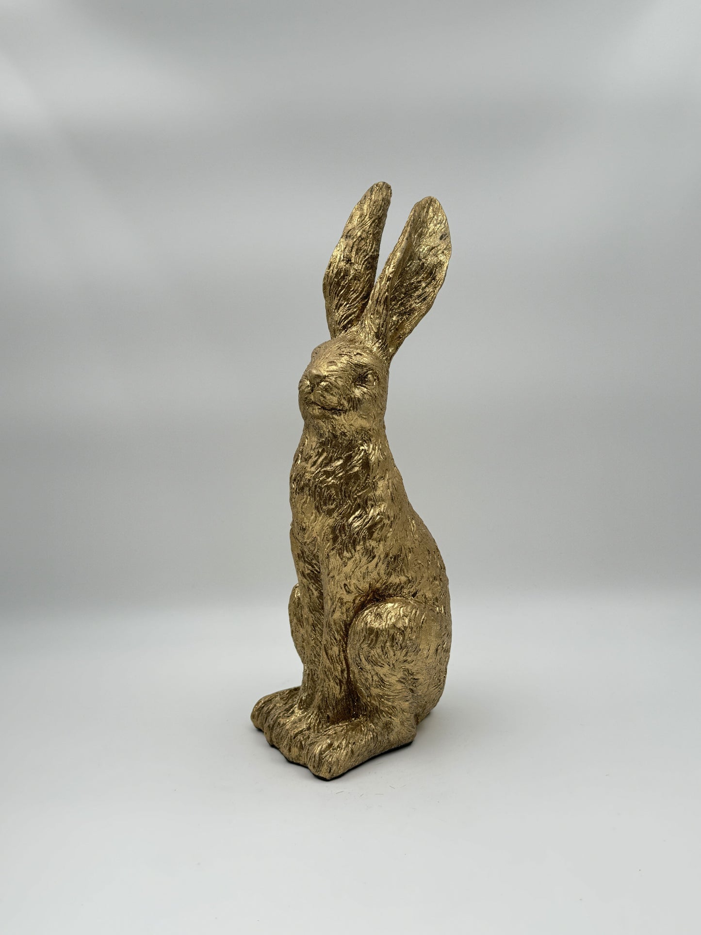 Gold Textured Sitting Rabbit Sculpture - 12.25" Height