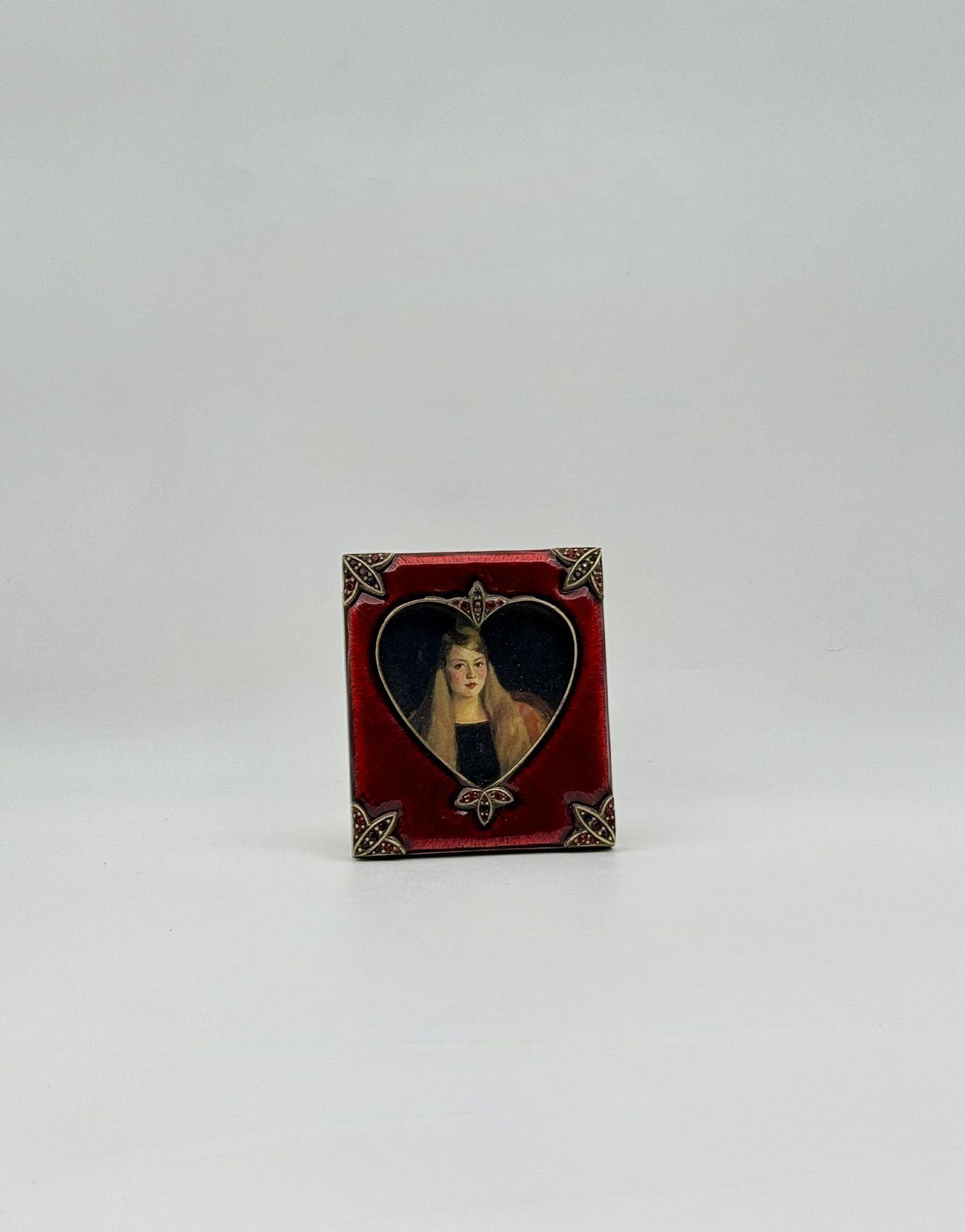 Jay Strongwater Red Enamel Heart Frame with Swarovski Crystals Signed