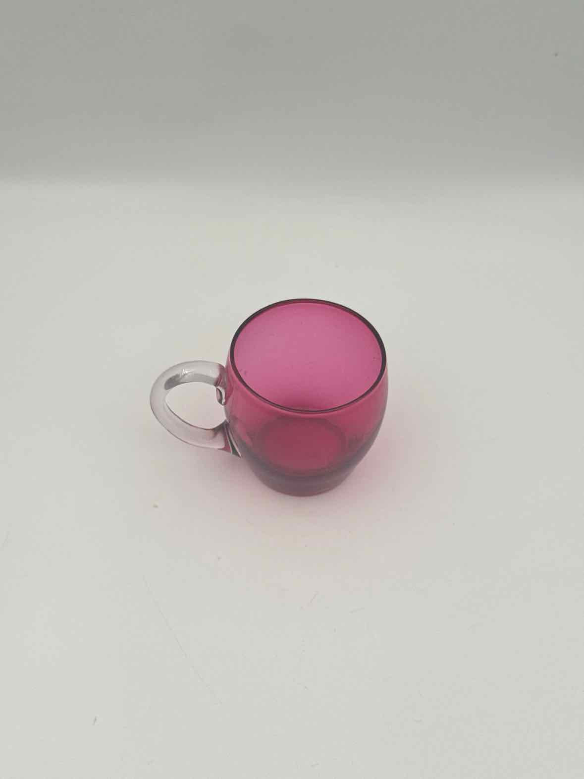 Antique Edwardian Cranberry Glass Cup With Handle