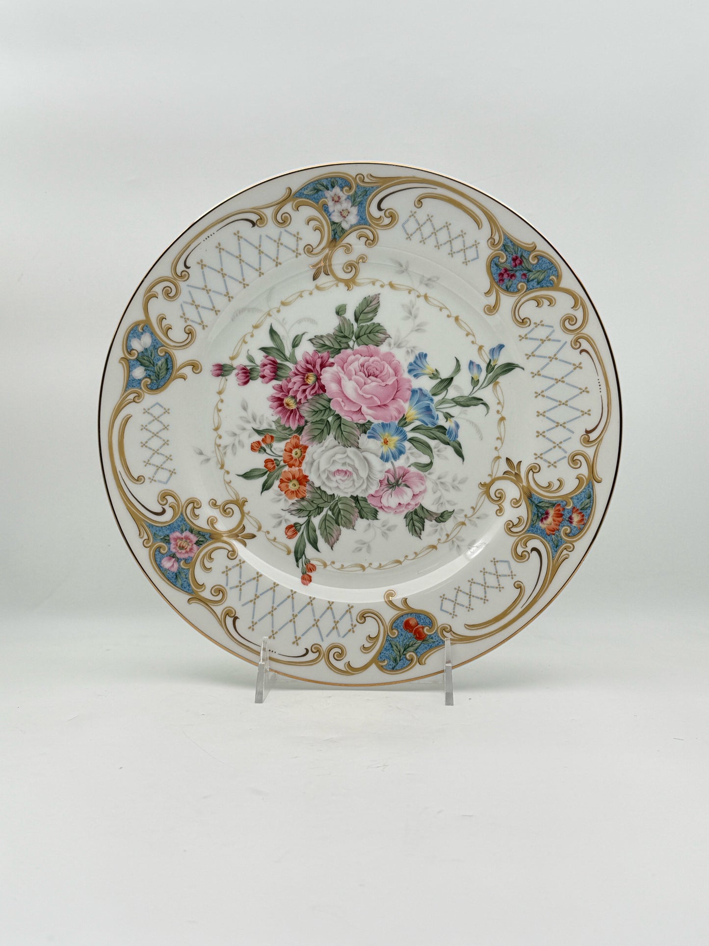 Vintage Floral Cake Plate With Matching Server And Box