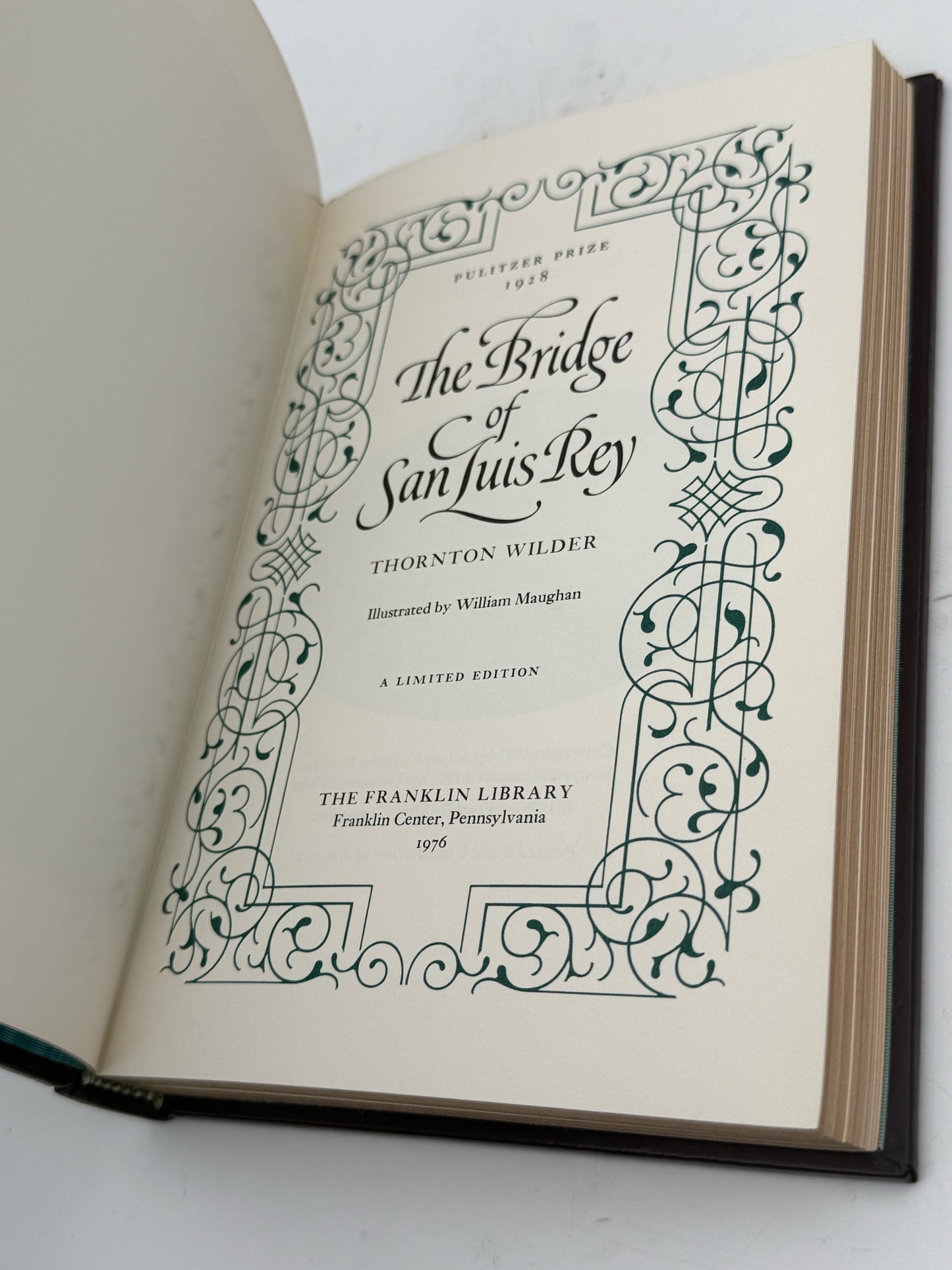 Thornton Wilder "The Bridge Of San Luis Rey" Hardcover Book- Franklin Edition