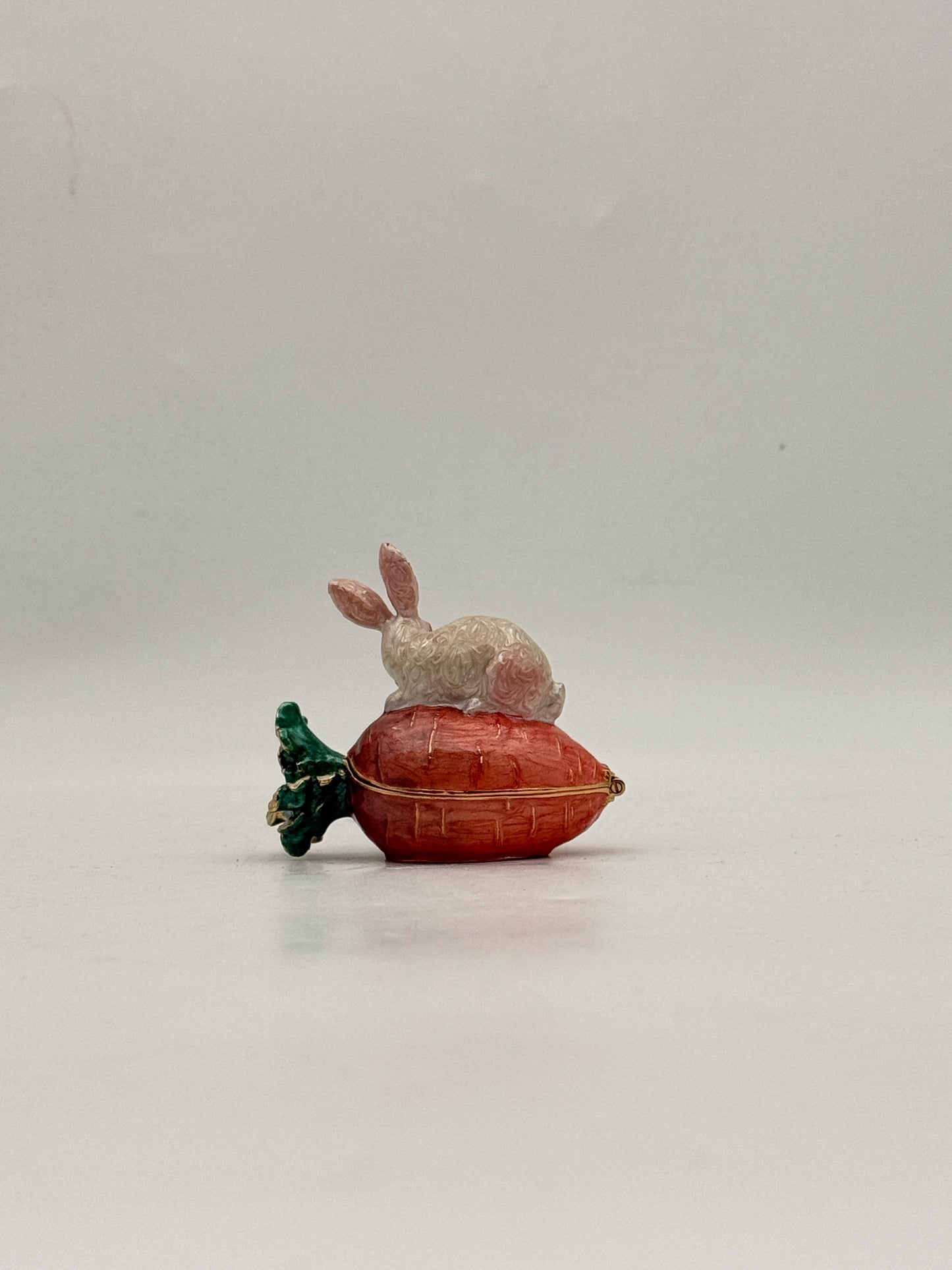 Enamel Bunny Rabbit On Carrot Miniature Box