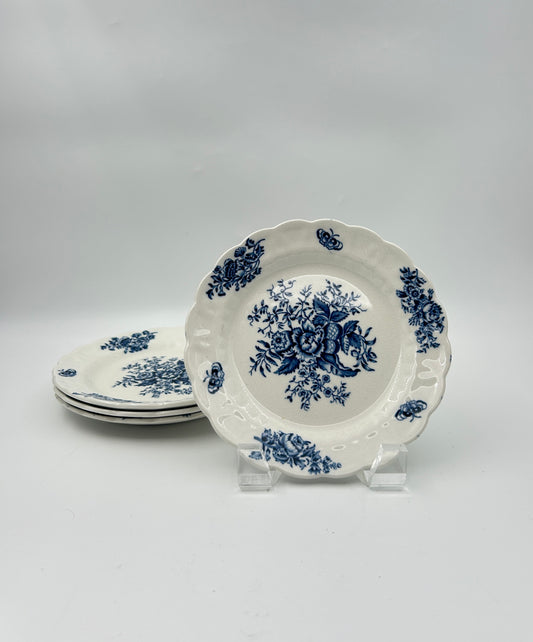 Set of 4 Booths "Peony" Bread & Butter Plates – Blue Transferware