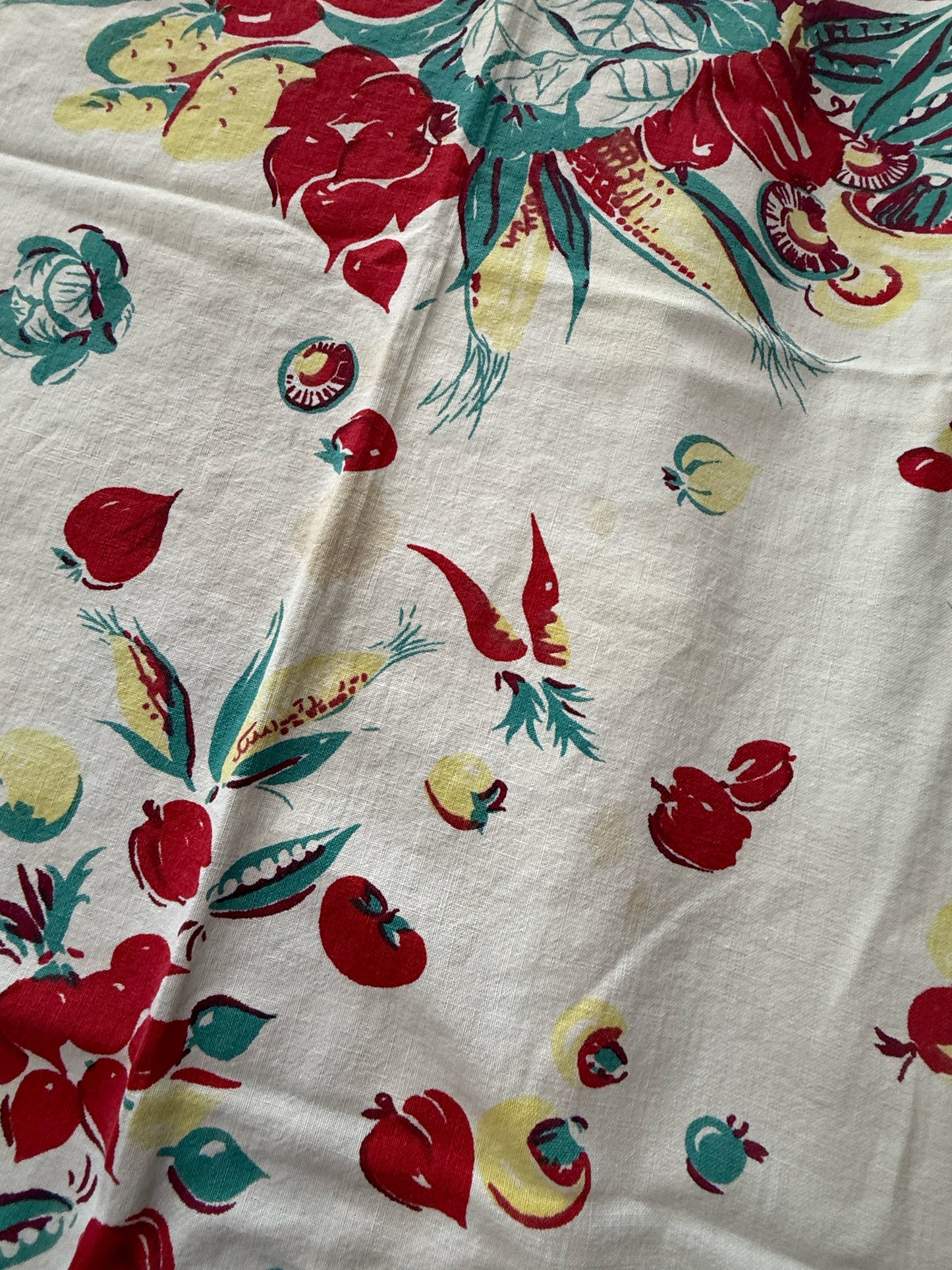 Vintage Midcentury Veggie Tablecloth