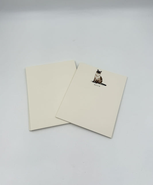 Cat Notecards – “MEOW”  Blue-Eyed Cat – Set of 6 by Fable & Sage