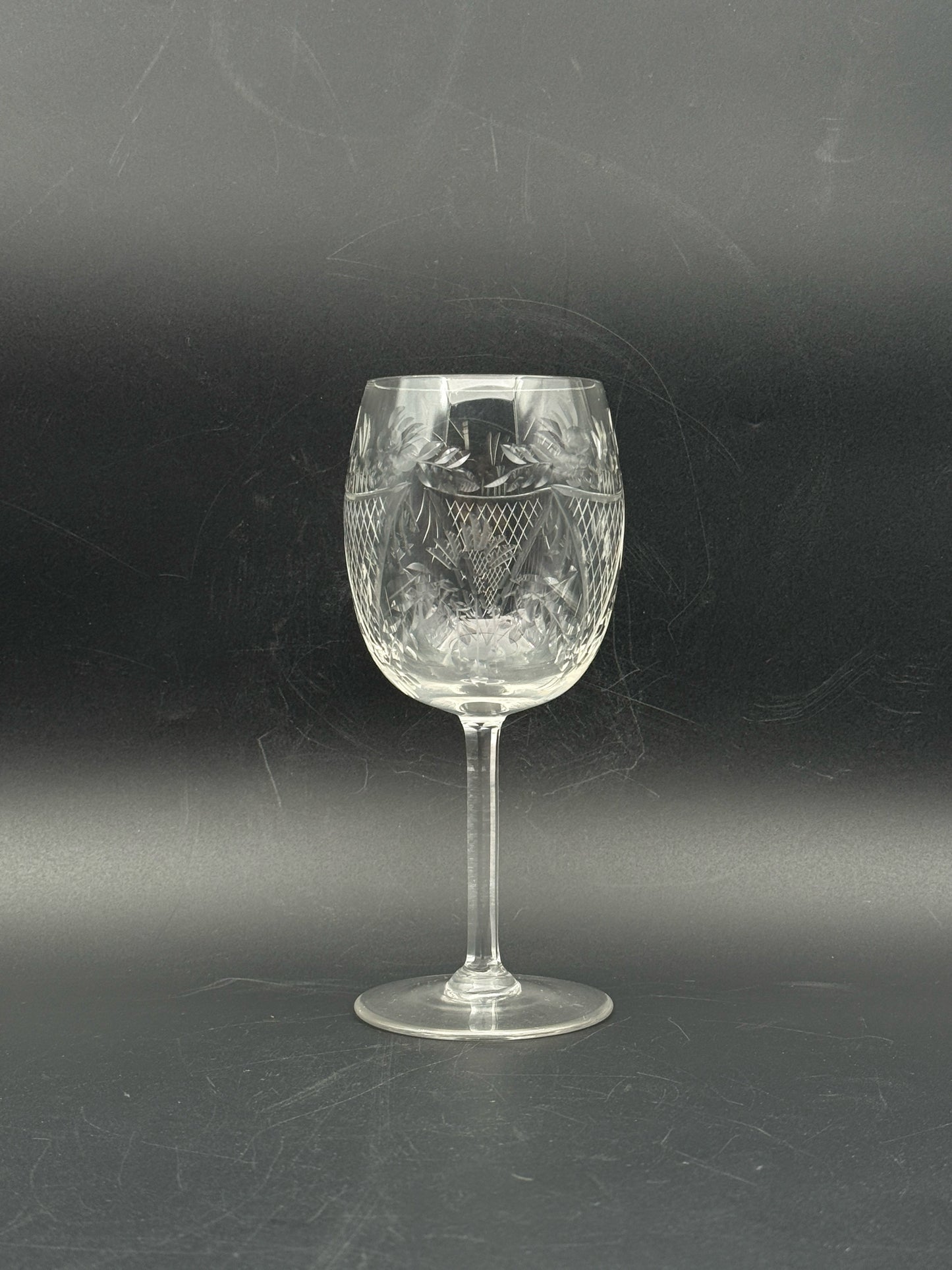 Vintage Hand Cut Crystal Wine Glasses- Set Of 10
