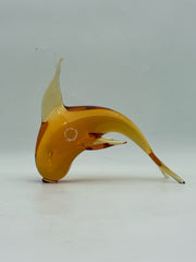 V Nason Murano Glass Yellow Orange Dolphin Figurine