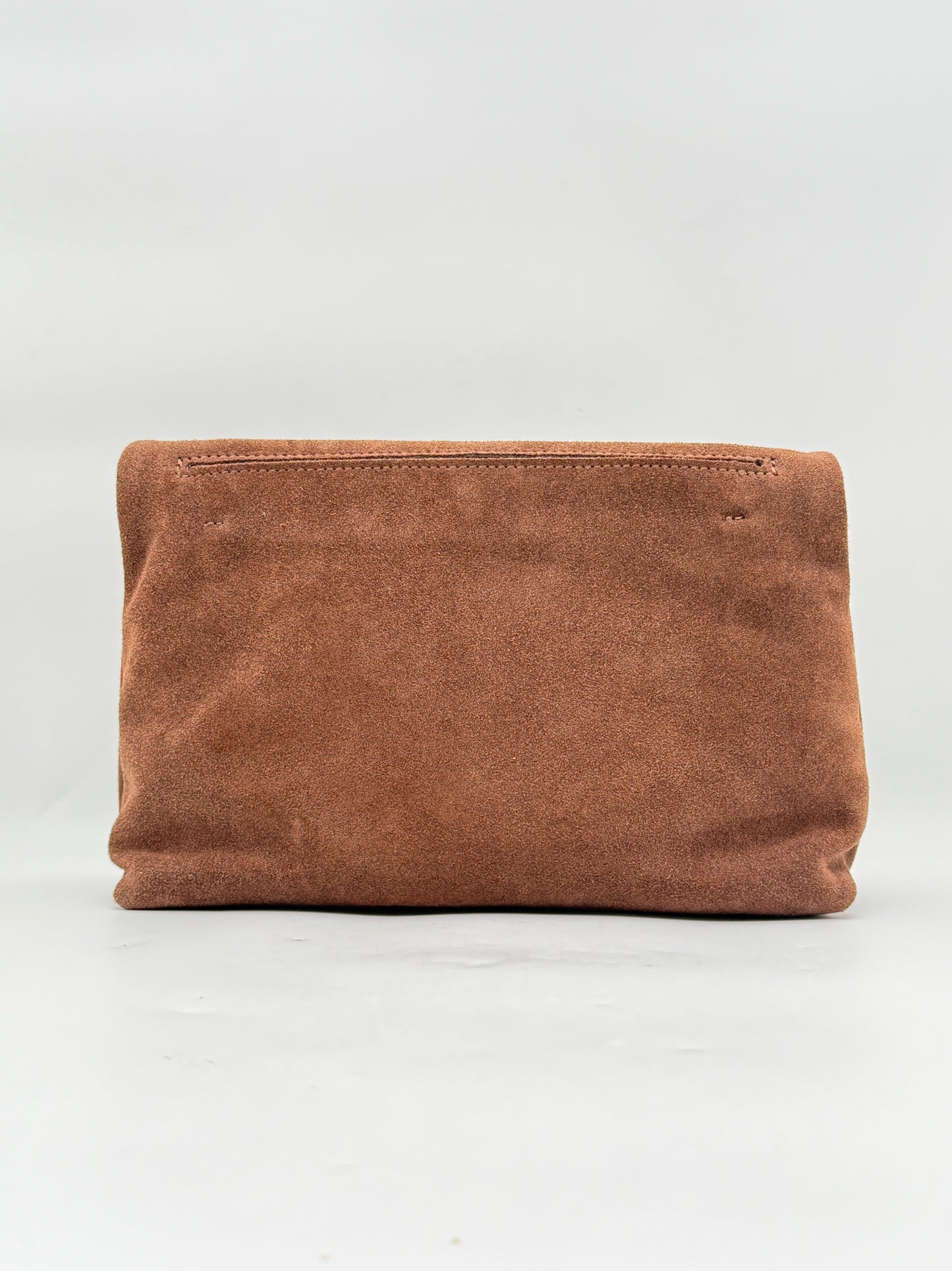 Una Alla Valta Brown Suede Clutch Made In Italy