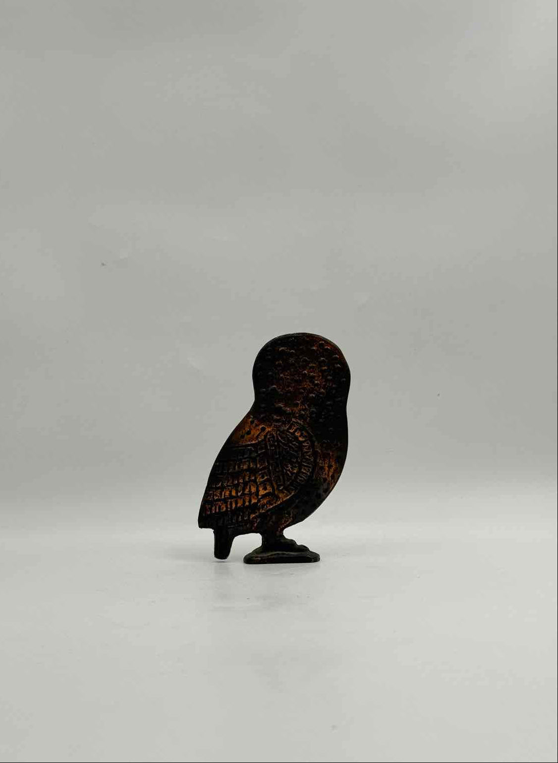 Vintage Metal Owl Standing Figurine Decorative Animal Sculpture Art
