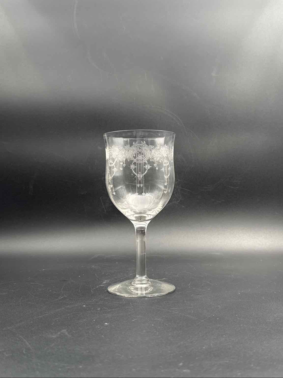Vintage Fostoria Etched Wine Glasses Set of 10 Crystal Stemware Set
